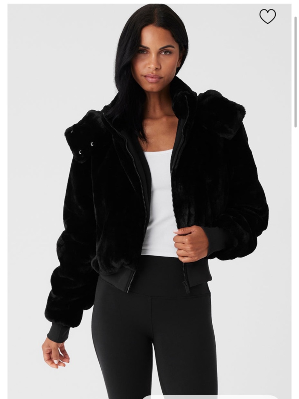 LIKE NEW ALO Faux Fur Foxy Jacket, Black, size XS